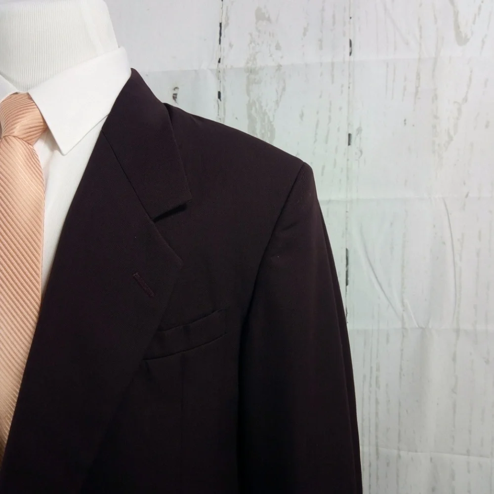 Bachrach 44L 2 Button Burgundy Suit Blazer Sports